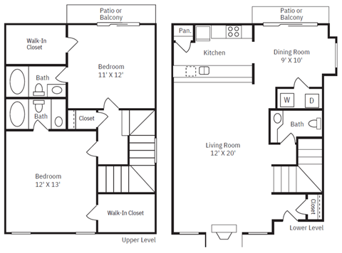 a floor plan of a house with two bedrooms and a living room